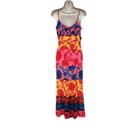 Farm Rio Size M Button-Front Tiered Floral Maxi Dress $228 - Picture 5 of 13